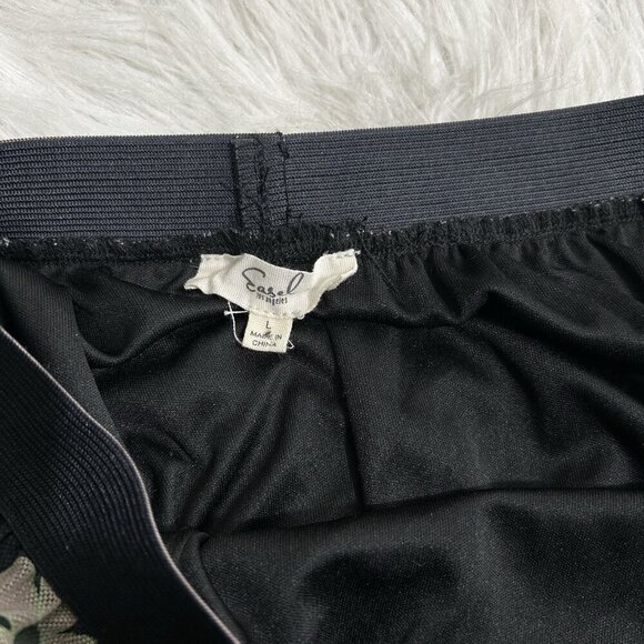 Easel Floral Tiered Ruffle Midi Skirt Chiffon Size L Lined Black Gray Boho Fairy - Picture 9 of 12